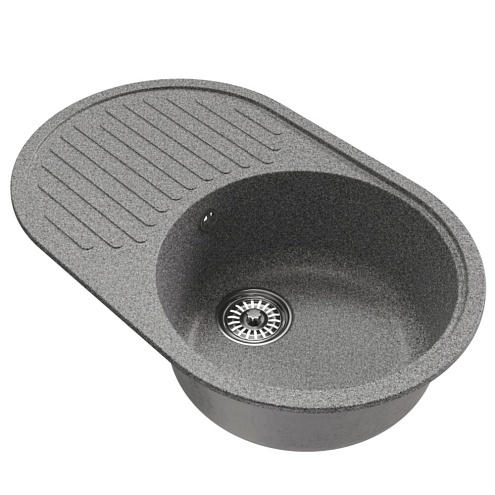 Мойка ML-GM16 овальная с крылом, темно-серая (309), 730х460х180 мм: фотография 1