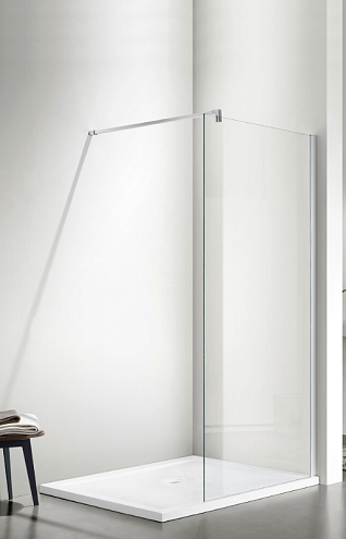 Душевое ограждение SANTREK AQUA Тour - SG-800-С-Chrome 800х1950 стекло прозрачное 6мм, профиль хром, штанга в комплекте: фотография 1