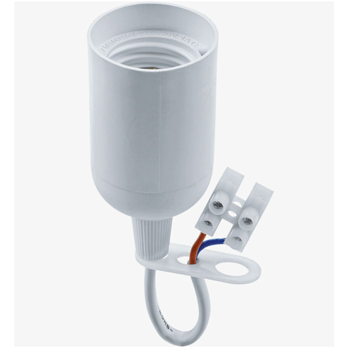 Патрон электрический 71 287 NLH-P-F-WH-E27-TB пластик. подвесной с клеммной колодкой на проводе бел. Navigator 71287: фотография 1