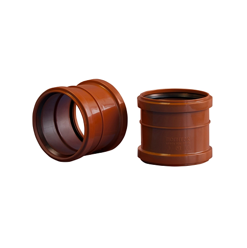 Муфта ПП 110 двойная наружная Политэк: фотография 1