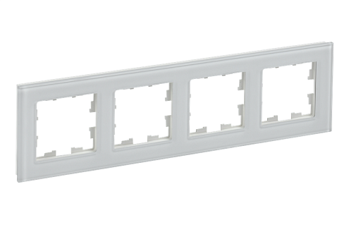 Рамка 4 -местная BRITE РУ-4-2-БрБ стекло белый IEK BR-M42-G-K01: фотография 1