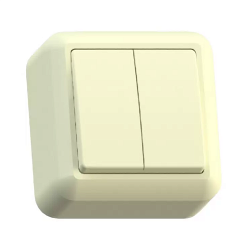 Выключатель 2-кл ОП Оптима 10А IP20 А510-380 с монтажной пластиной слоновая кость Кунцево 8033: фотография 1