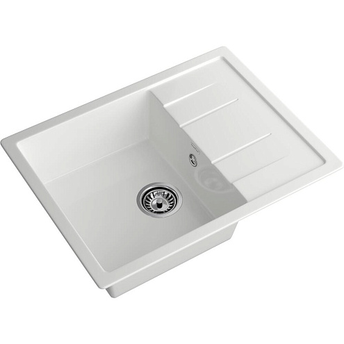 Мойка GRANFEST GF-Q650L 1 чаша+крыло 650х500 мм иней: фотография 1