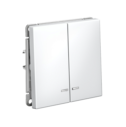 Выключатель 2-клавишный ArtGallery (сх.5а) 10AX с подсветкой механизм лотос Systeme Electric GAL001353: фотография 1