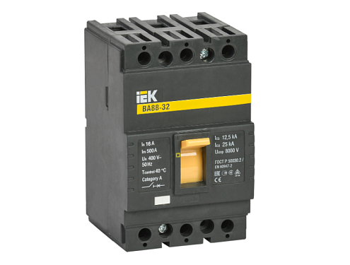 Выключатель автоматический 3п 16А 25кА ВА 88-32 IEK SVA10-3-0016: фотография 1