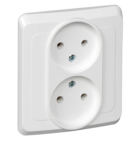 Розетка двойная Этюд 16А IP20 250В без заземления без защитных шторок белый Systeme Electric PC16-005B: фотография 1