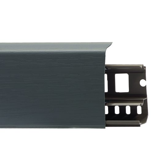 LS030  Плинтус 85мм Антрацит с монтажной планкой  : фотография 1