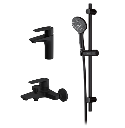 F42990A00 Gem, набор 3в1: см-ль д/умывальника, см-ль д/ванны/душа, душевой комплект, черный, шт.: фотография 1