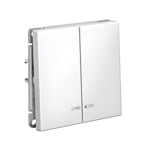 Выключатель 2-клавишный ArtGallery (сх.5а) 10AX с подсветкой механизм белый Systeme Electric GAL000153: фотография 1