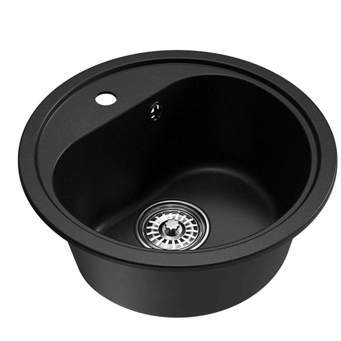 Мойкa ML-GM10 круглая, ультра-черная (344), 440 мм глубина чаши 180 мм: фотография 1