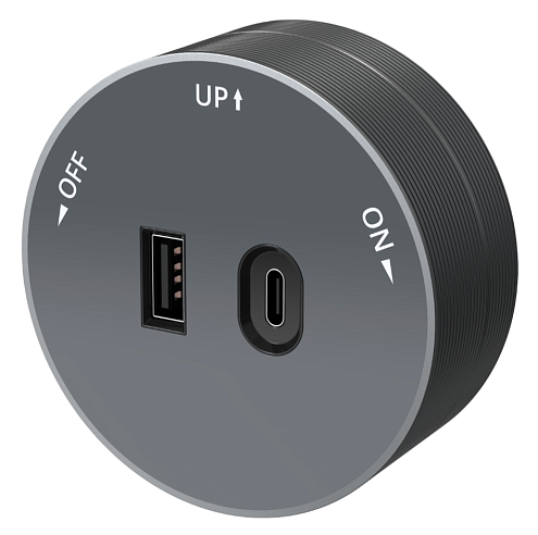 Розетка MultiTrack с 2-мя зарядными устройствами USB тип A+C 18Вт 5В/3А графит Systeme Electric MTK13003G: фотография 1
