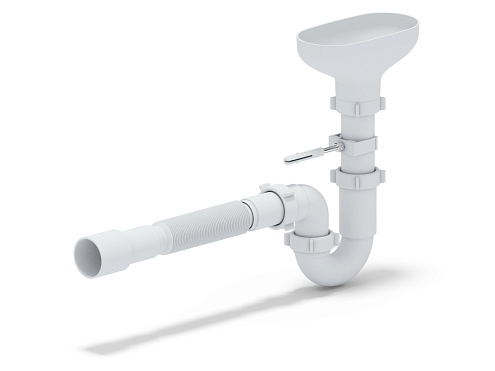 Сифон 1 1/2&quot;х40 прямоточный с разрывом струи, с гибкой трубой 40х40/50 АНИ Пласт DR0115: фотография 1