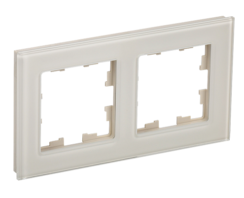 Рамка 2 -местная BRITE РУ-2-2-БрВа стекло ванильный IEK BR-M22-G-K10: фотография 1