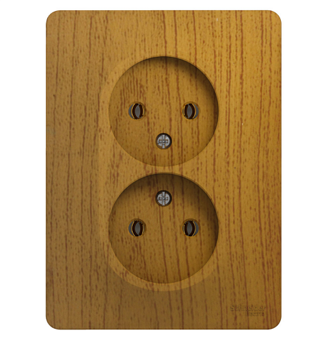 Розетка 2-местная Glossa 16А IP20 без заземления в сборе дерево дуб Systeme Electric GSL000520: фотография 1