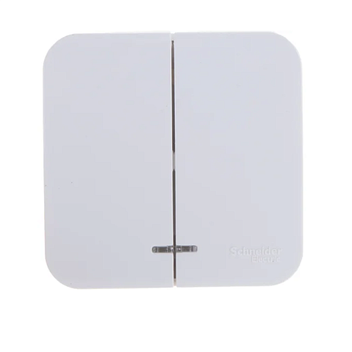 Выключатель 2-кл ОП Blanca 6А IP20 (сх. 5) 250В с подсветкой с изолированной пластиной белый SE BLNVA065111: фотография 1