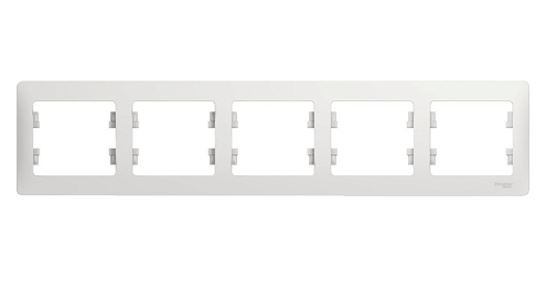 Рамка 5-местная Glossa горизонтальная белый Systeme Electric GSL000105: фотография 1