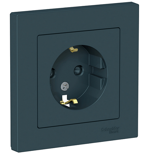 Розетка ATLAS DESIGN с заземл. защ. шторки 16А в сборе изумруд SchE ATN000844: фотография 1