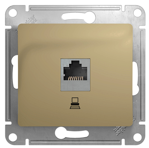 Розетка компьютерная 1-местная Glossa RJ45 кат.5E механизм титан Systeme Electric GSL000481K: фотография 1
