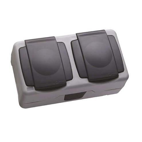 Розетка 2-м ОП 16А IP55 сер. Makel 36064206: фотография 1