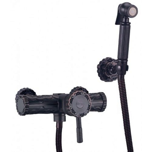 Смеситель Lemark "Жасмин" LM6618ORB настенный с гигиеническим душем черная бронза: фотография 1