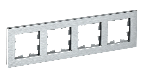 Рамка 4 -местная BRITE РУ-4-1-БрА металл алюминий IEK BR-M42-M-K47: фотография 1