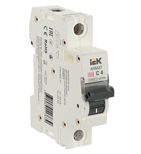 Выключатель автоматический модульный 1п C 4А M10N ARMAT IEK AR-M10N-1-C004: фотография 1