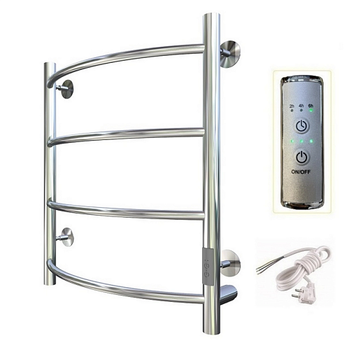 Полотенцесушитель электрический ЛЦ 60х40 Дуга 4 перекладины, универсальный (скрытое подключение) Тругор: фотография 1