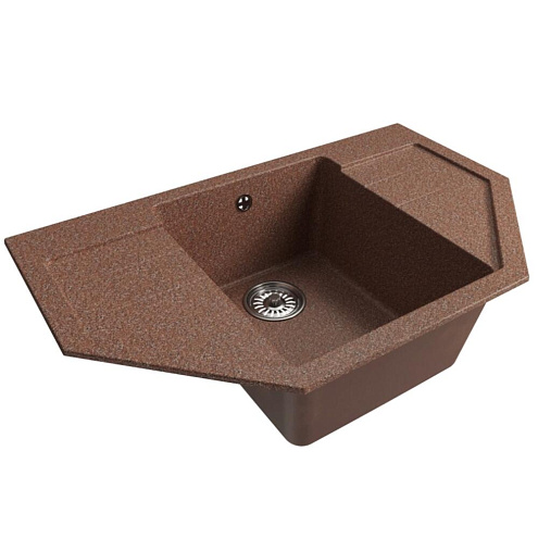 Мойка ML-GM24 угловая с крылом, терракотовая (307), 790х490х200 мм: фотография 1