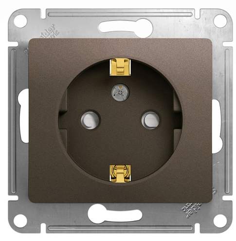 Розетка 1мод. Glossa 16А IP20 с заземлением защитные шторки механизм шоколад Systeme Electric GSL000845: фотография 1