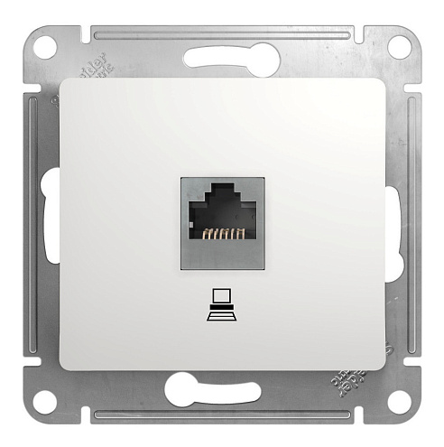 Розетка компьютерная 1-м СП Glossa RJ45 категория 5E механизм белая SE GSL000181K: фотография 1