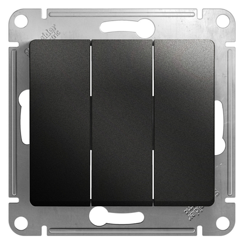 Выключатель 3-клавишный Glossa 10А IP20 (сх.1+1+1) 10AX механизм антрацит Systeme Electric GSL000731: фотография 1