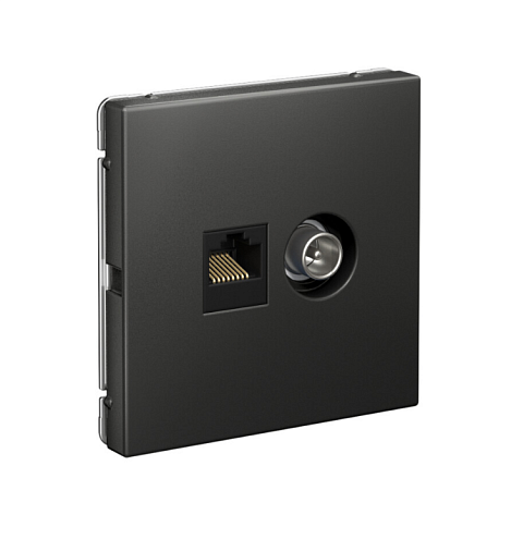 Розетка компьютерная + телевизионная ArtGallery RJ45 + TV кат.5E базальт Systeme Electric GAL001489: фотография 1