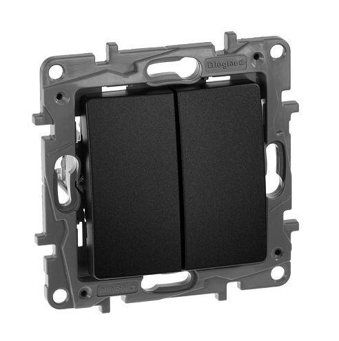 Механизм выключателя 2-клавиши Etika (сх.5) 10АХ IP20 безвинтовые зажимы антрацит Legrand 672602: фотография 1