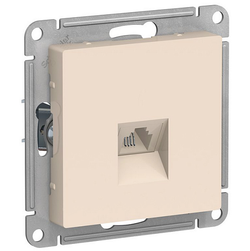 Механизм розетки телефонной 1-м СП ATLAS DESIGN RJ11 беж. SchE ATN000281: фотография 1