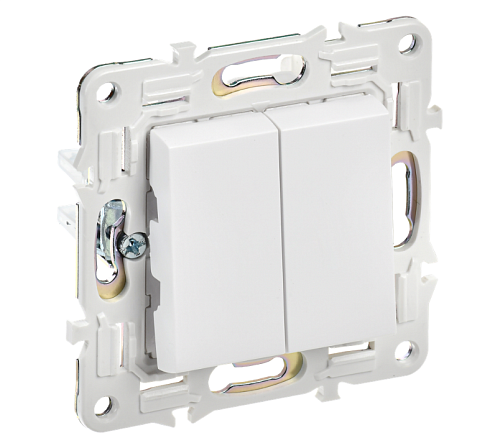 Выключатель 2-клавишный SKANDY 10А SK-V04W арктический белый IEK SK-V20-0-10-K01: фотография 1