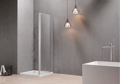 Боковая часть душевого ограждения SANTREK AQUA Time- SP-800-G-Chrome 800х1950 стекло Грейп 6мм, профиль хром: фотография 1