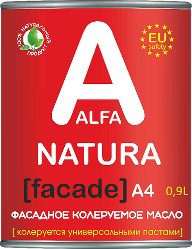Масло фасадное &quot;Alfa Natura FACADE A4&quot; колеруемое 0,9л: фотография 1