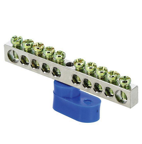 Шина нулевая N 6х9 10 отверст. цинк син. угловой изолятор PROxima EKF sn1-63-10-1: фотография 1