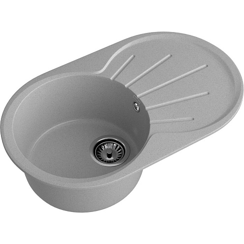 Мойка GRANFEST GF-R750L  чаша + крыло 750х460 мм, овал серый: фотография 1