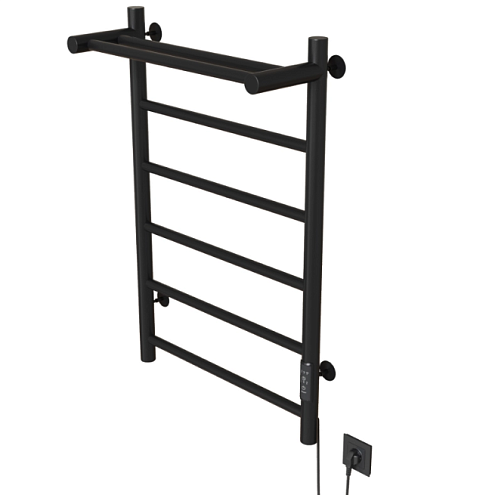 Полотенцесушитель Mixline Vega 80х50 таймер, 318 Вт, 5 перекладин + полка, электрический черный: фотография 1