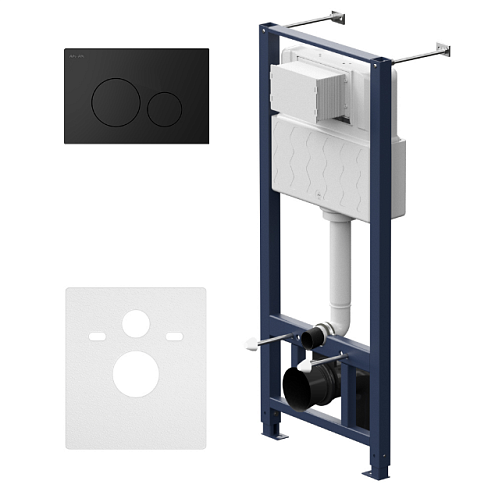 Инсталляция для подвесного унитаза AM.PM Pro I012704.9038 с пневматической клавишей черный матовый: фотография 1