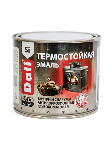 Эмаль термостойкая (до 600°С) DALI, серебро матовая, 0.4л: фотография 1