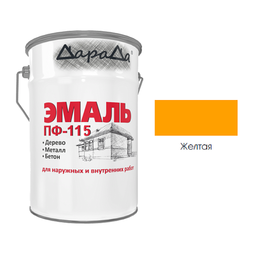 Эмаль ПФ-115 (ГОСТ 6465-76) «ДараДа», желтая 25кг: фотография 1