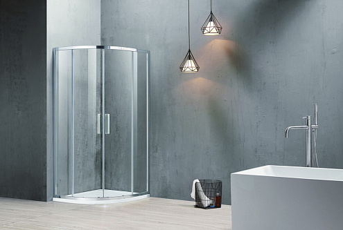 Душевое ограждение SANTREK AQUA Time-R-1000-C-Chrome 1000х1000х1950 радиус, стекло прозрачное 6мм, профиль хром: фотография 1