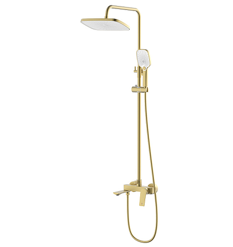 Душевая система Azario Lursy с квадратным тропическим душем, золото матовое : фотография 1