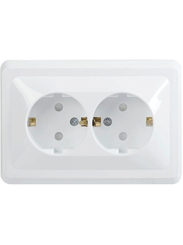 Розетка 2-м СП Вега РСш12-3-ВБ с заземл. контактом и защ. штор 16А бел. IEK ERV24-K01-16-DM: фотография 1