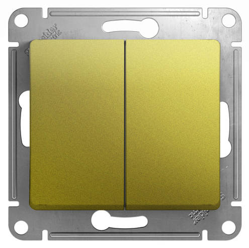 Выключатель 2-клавишный Glossa 10А IP20 (сх.5) 10AX механизм фисташковый Systeme Electric GSL001051: фотография 1