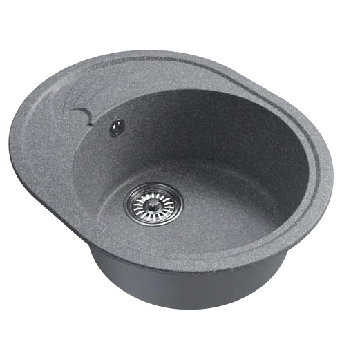 Мойка ML-GM17 овальная с крылом, графит (342), 580х470х180 мм: фотография 1