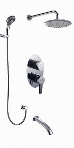 LM3222C &quot;Атлантисс&quot; Смеситель для ванны и душа встраиваемый с дополнительной 5-функциональной лейкой, хром: фотография 1