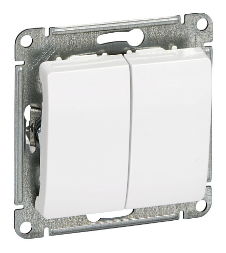 Выключатель 2-клавиши СП Glossa 10А IP20 (сх. 5) 10AX механизм белый SE GSL000151: фотография 1